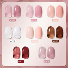 GAOY swatch fan on nail tips demonstrating buildable sheer colors benefit