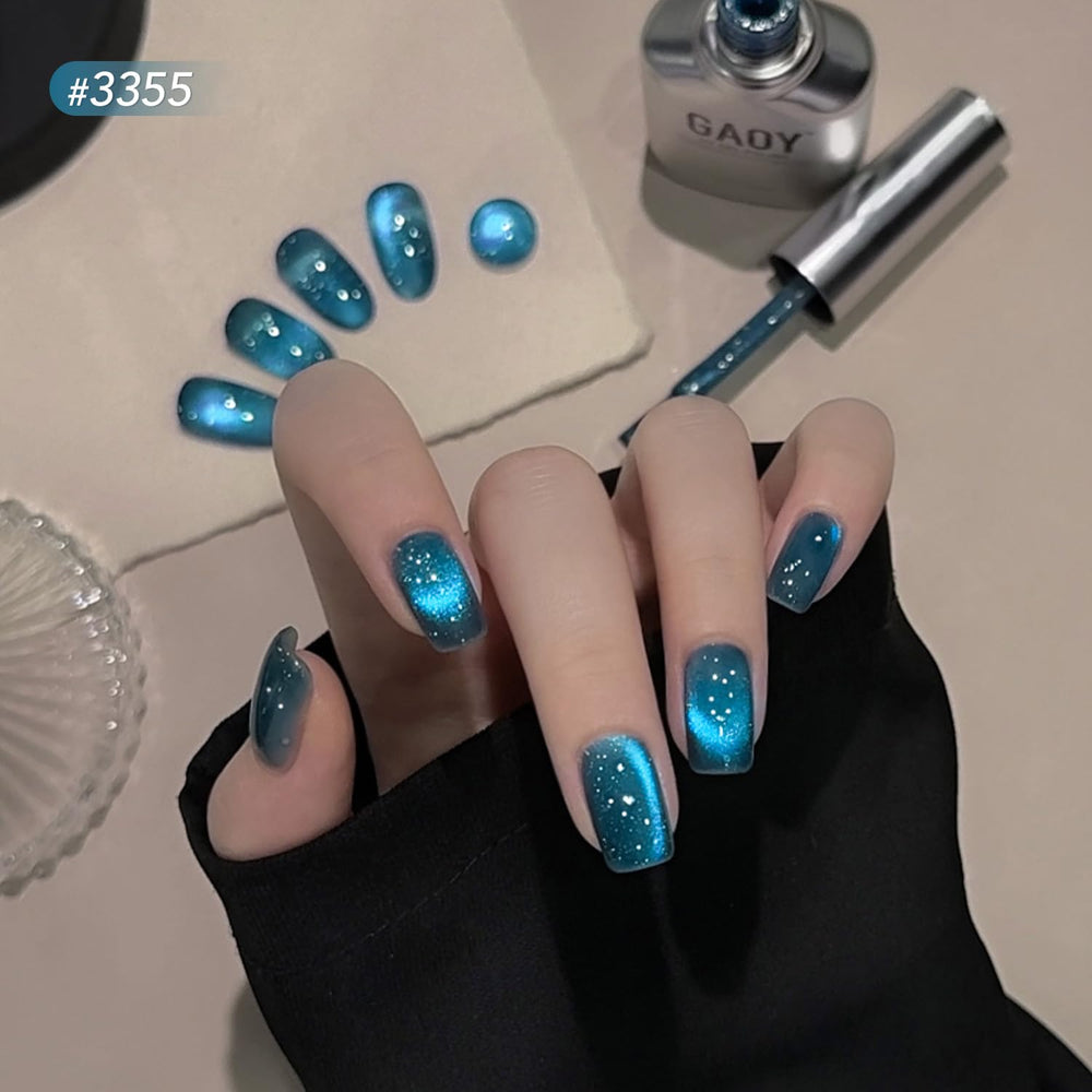 GAOY nail swatch strip showing layered holographic effect and depth