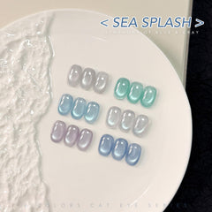 GAOY open bottles display of six holographic gel colors for shade comparison