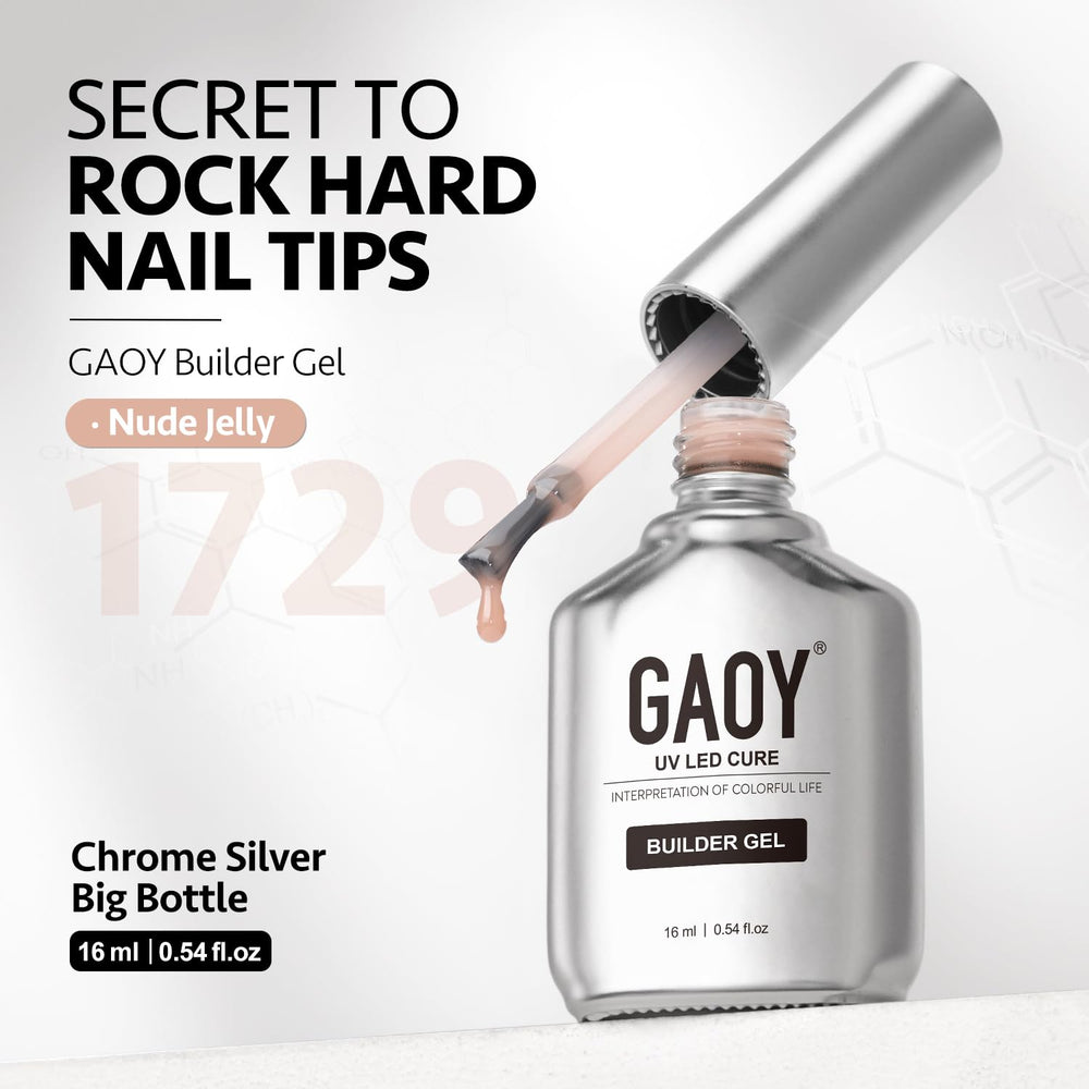 GAOY packaging and contents flatlay showing bottle and gel manicure essentials