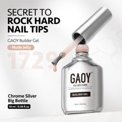GAOY packaging and contents flatlay showing bottle and gel manicure essentials