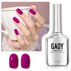 GAOY bottle front view showing plum purple color and brand
