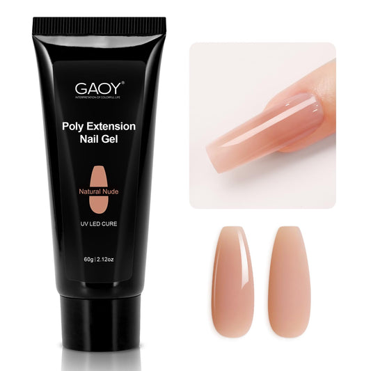 GAOY poly gel front jar showing natural nude shade and large 60g size for value