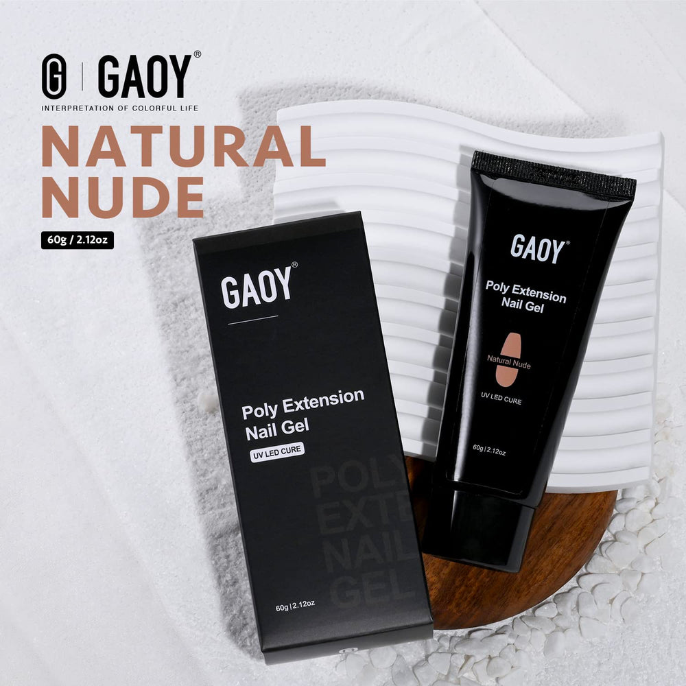 GAOY poly gel label details focused on product name and usage benefits for clarity