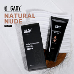 GAOY poly gel label details focused on product name and usage benefits for clarity