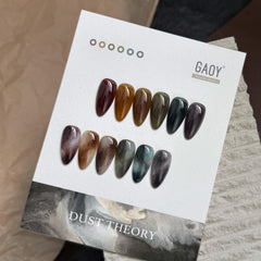 GAOY six milky jelly shades laid flat highlighting brown green and black tones for color selection
