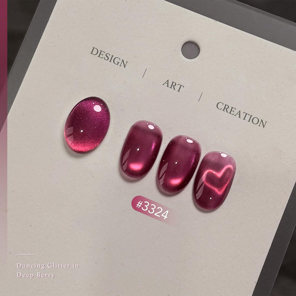 GAOY Shiny Berry swatch on nail tip showing reflective holographic stripe and color payoff