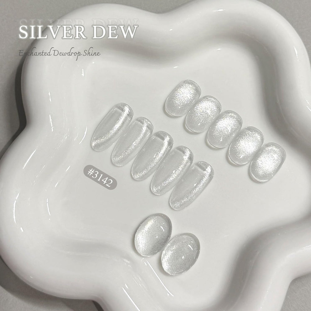 GAOY bottle label and cap detail, highlights shade 3142 Silver Dew and product safety info