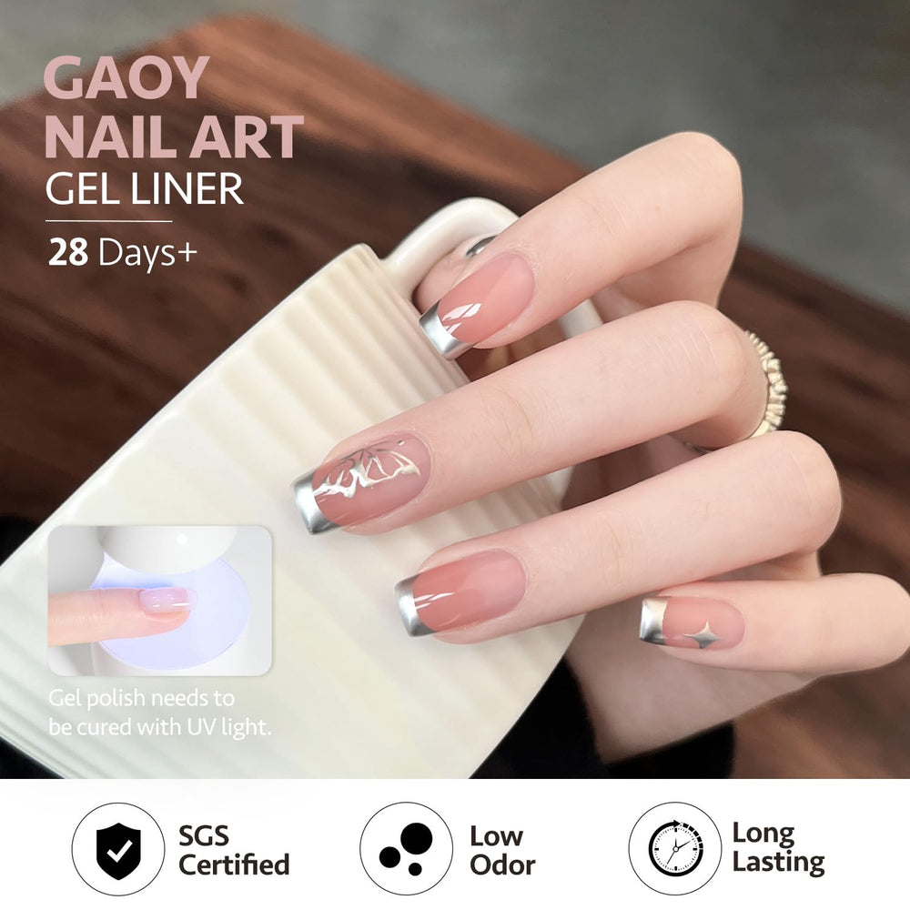 GAOY reflective swatch on fingertips demonstrating high-shine chrome mirror effect