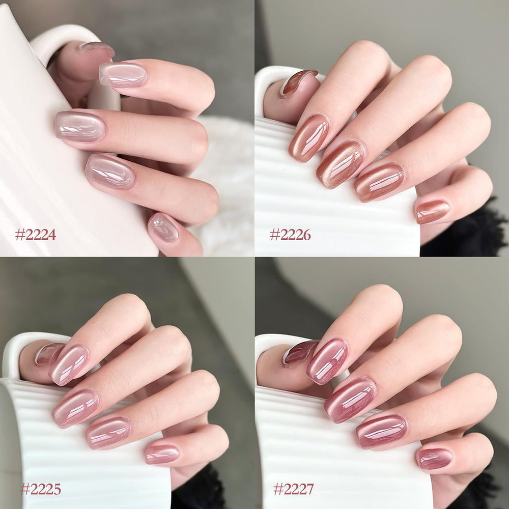 GAOY swatch palette on model hand showing holographic shimmer and color variety
