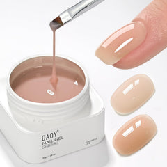 GAOY front label of tawny peach 30g builder base showing product benefits