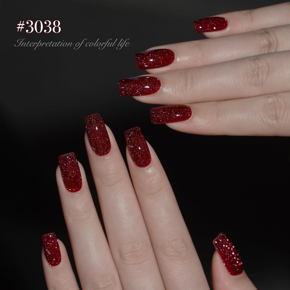 GAOY texture close-up showing glitter and jelly polish for layered nail effects