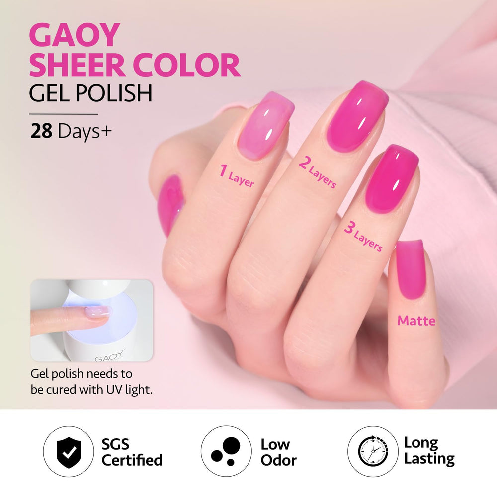 GAOY jelly gel texture close-up showing glossy, buildable finish