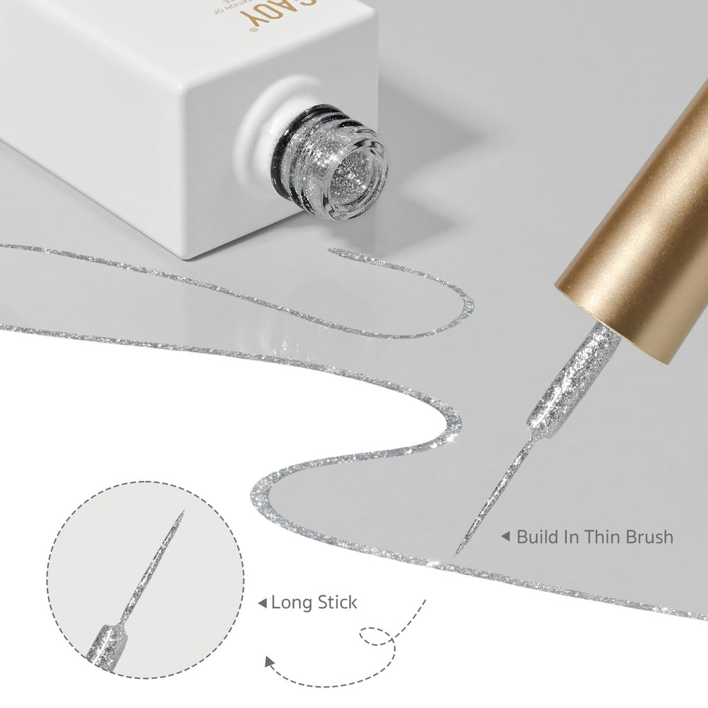 GAOY glitter gel texture in a pool showing sparkle and smooth flow for even application