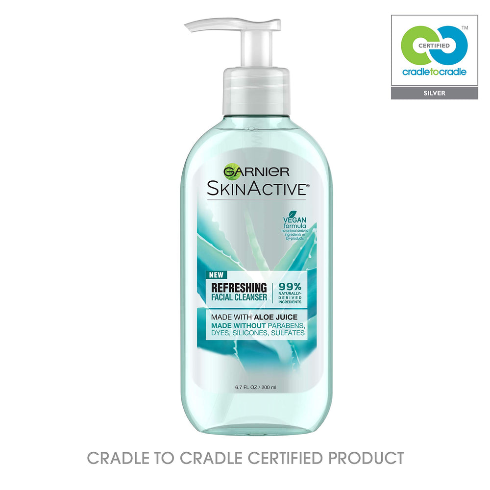 Garnier bottle beside 6.7 fl oz comparison showing accurate product scale