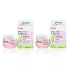 Garnier front jar Moisture Rescue showing label and compact packaging for quick hydration