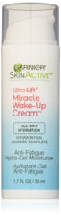 Garnier front packaging of Miracle Anti-Fatigue Hydra-Gel showing label and jar benefits