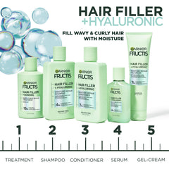 Garnier Fructis before and after curly hair showing improved definition and reduced frizz