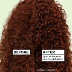 Garnier Fructis before and after curls showing reduced frizz and shape