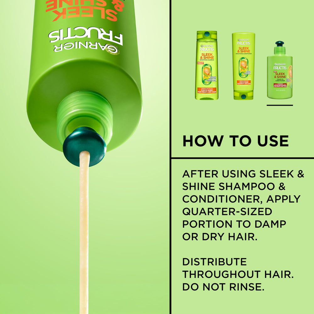 Garnier Fructis before and after comparison illustrating frizz control