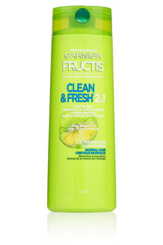 Garnier Fructis front packaging showing bottle and label, convenient daily use
