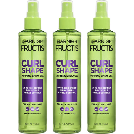 garnier product front packaging showing bottle and branding, clear styling benefit