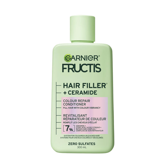 Garnier Fructis front packaging shows bottle and benefits clearly