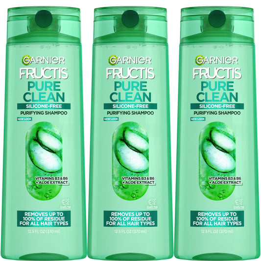 Garnier Fructis front packaging showing 3-count and benefits visibly