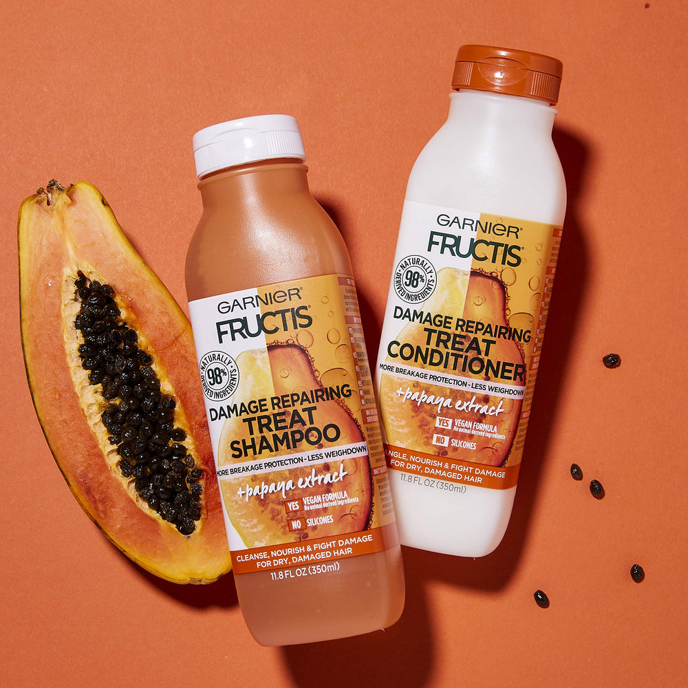 Recyclable Garnier Fructis bottle highlighting sustainable packaging benefit