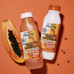 Recyclable Garnier Fructis bottle highlighting sustainable packaging benefit