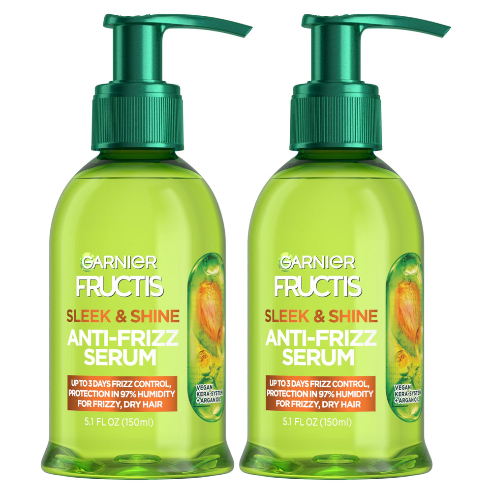 Garnier Fructis serum front bottle view shows sleek design and benefits