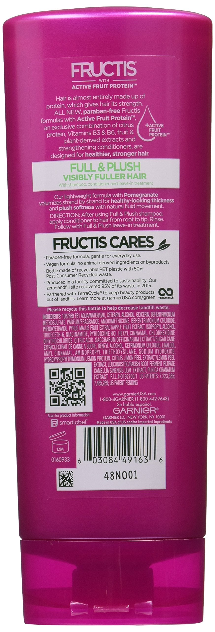Garnier Full & Plush conditioner applied to fine hair for lightweight volume