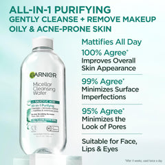 Garnier label closeup displaying ingredients and certifications for transparent skincare benefits