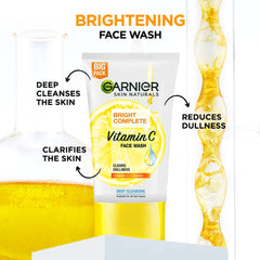 Garnier tube being squeezed to show foam for quick cleansing demonstration