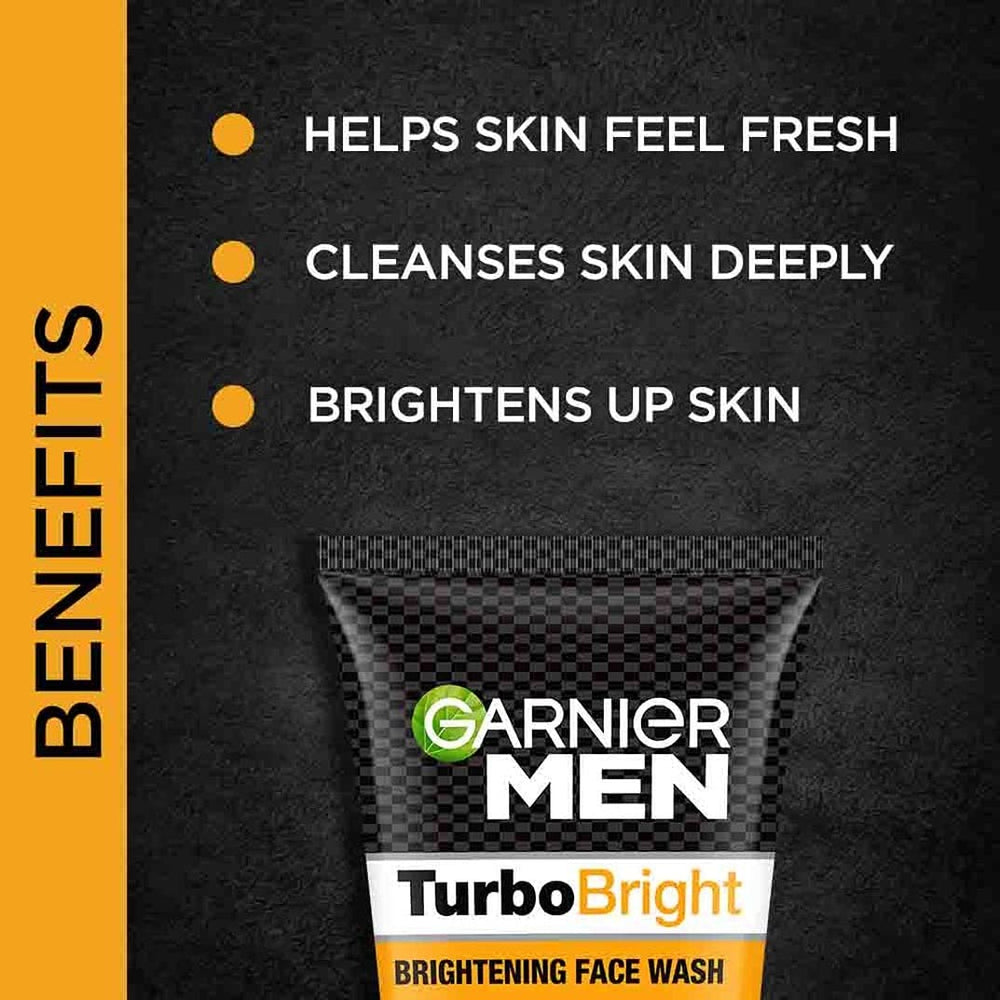 Garnier men TurboBright applied to face demonstrating effective dirt removal