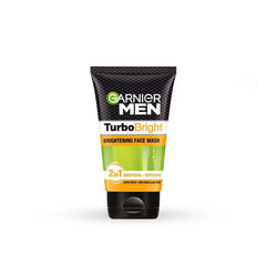 Garnier men TurboBright front tube showing branding and size, clear product info
