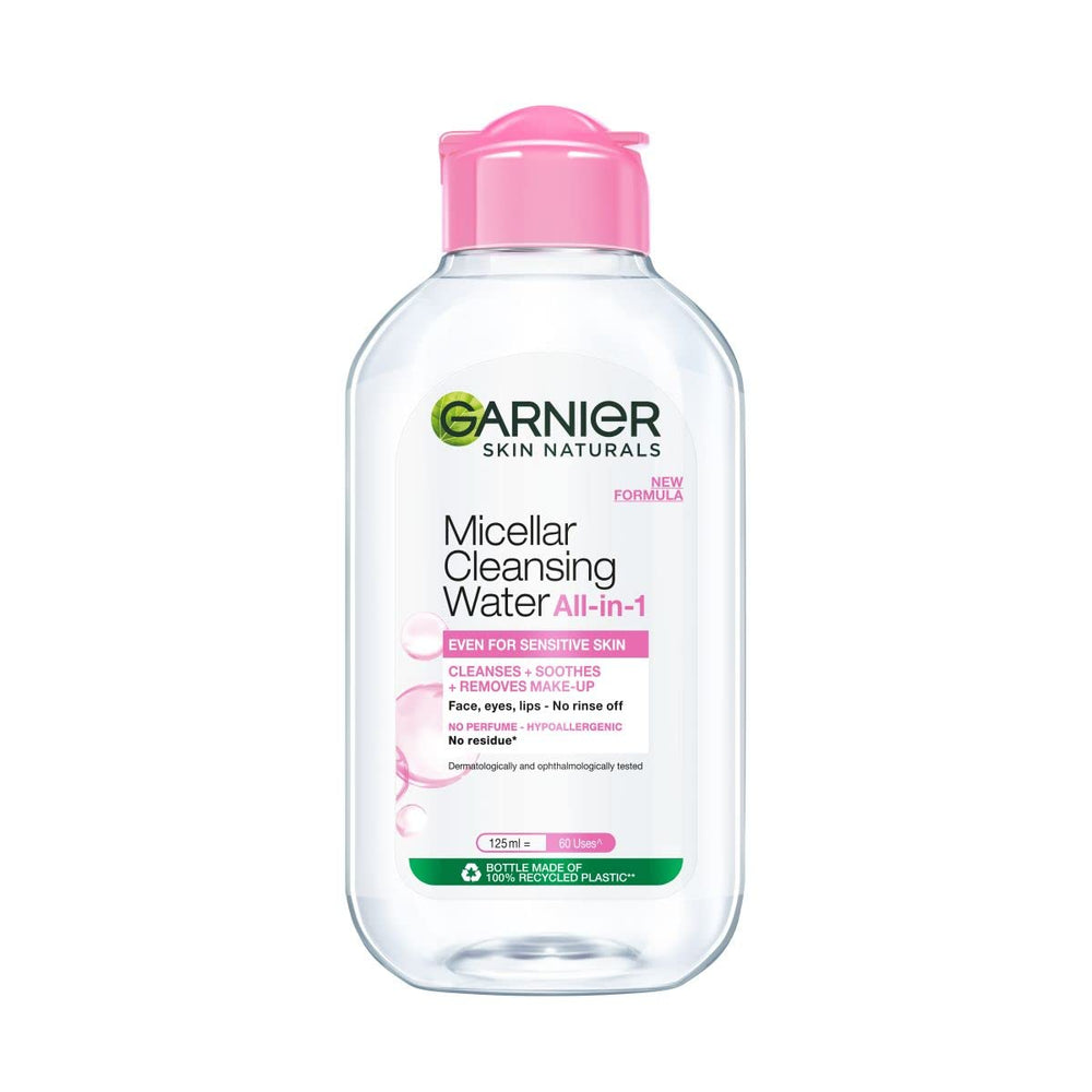 Garnier micellar 125ml front bottle showing compact travel-friendly design