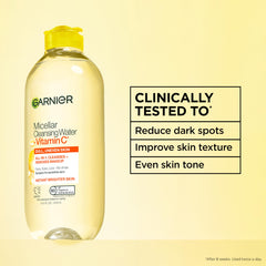 Garnier label close-up highlighting Vitamin C and ingredient clarity benefit