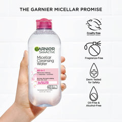Garnier micellar lifestyle bathroom counter showing easy daily routine benefit