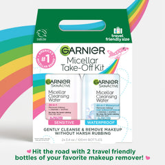 Garnier mini bottles beside a passport showing compact size