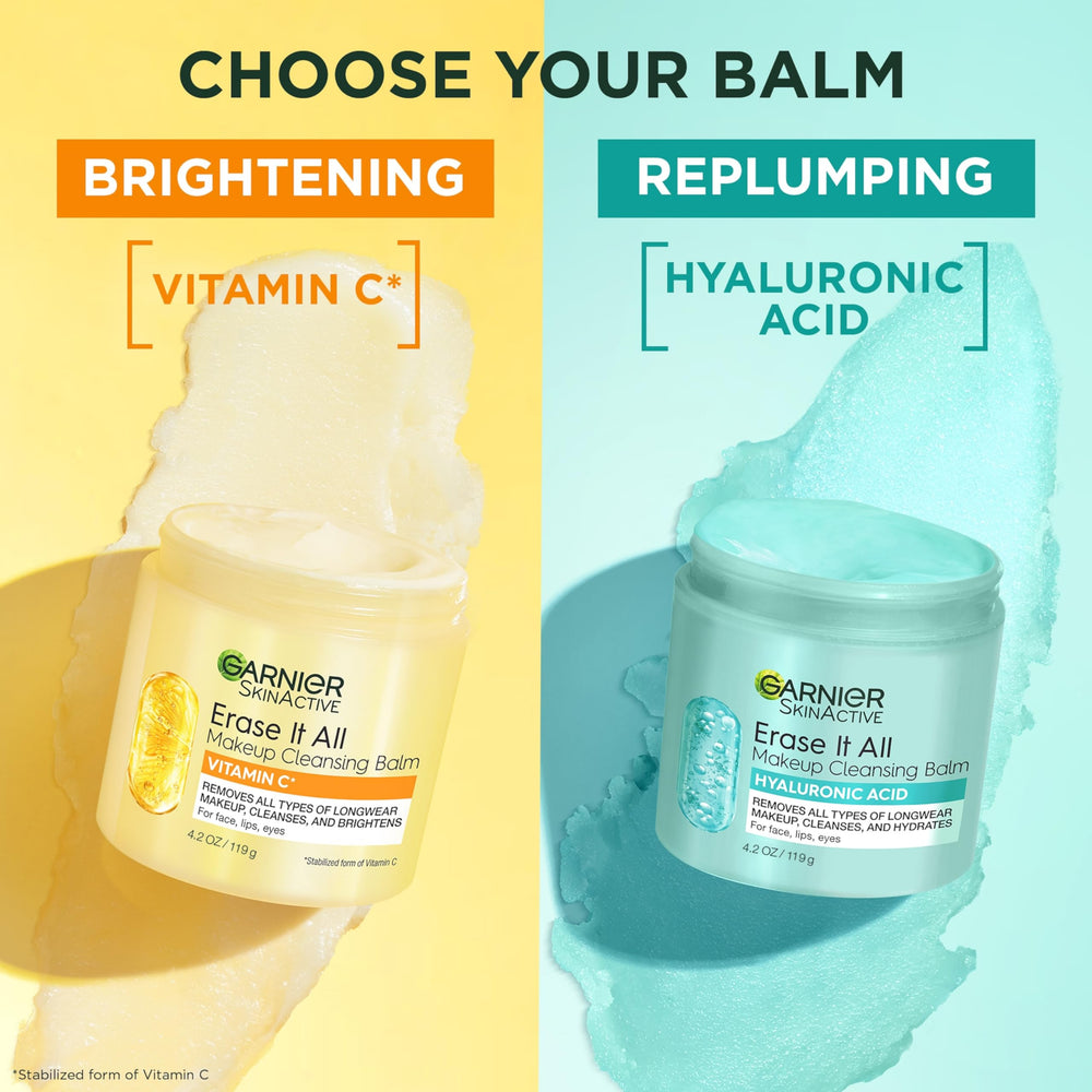 Garnier balm in nighttime bathroom routine demonstrating quick makeup removal benefit