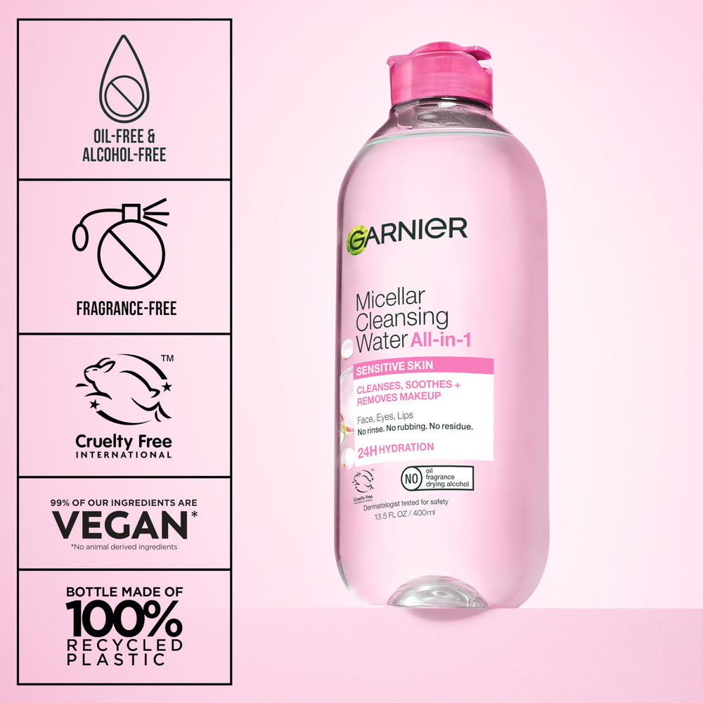 Garnier removing eye makeup on closed eye demonstrating gentle effective removal