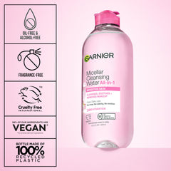 Garnier removing eye makeup on closed eye demonstrating gentle effective removal