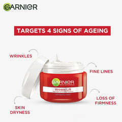 Garnier cream on hand demonstrating spreadable texture and hydrating effect