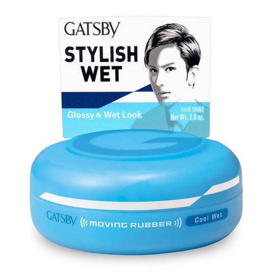 Gatsby jar front view showing product branding and glossy finish benefit