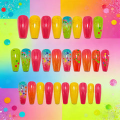 GCSQW close-up of rainbow gradient polka dot pattern, glossy finish for eye-catching shine