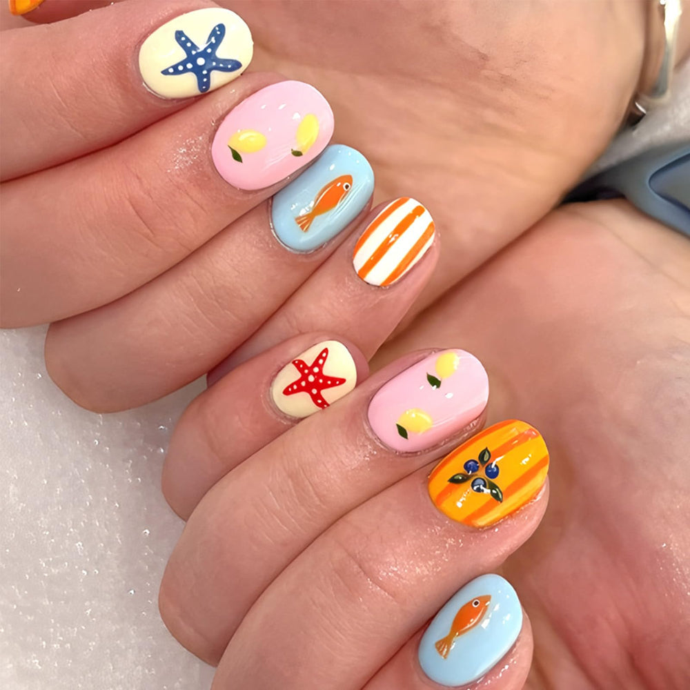 GCSQW front array showing colorful press-on nails, easy selection benefit