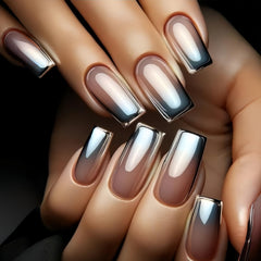 GCSQW front packaging showing 24-piece chrome press-on nails and accessories for easy styling