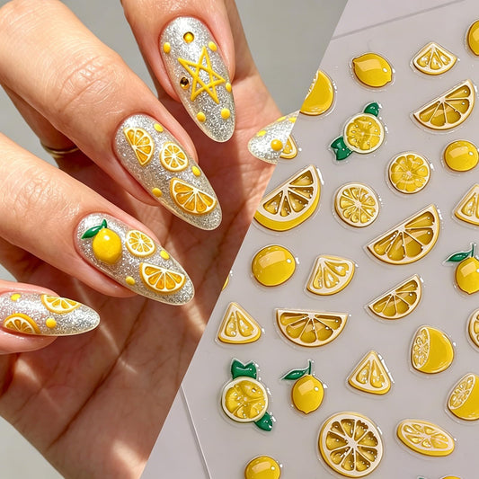 GCSQW lemon stickers sheets front showing all citrus patterns and bright colors for easy selection