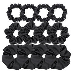 Gebelle front packaging showing 12 black satin scrunchies and value bundle